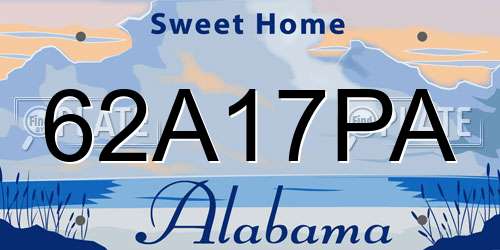 62A17PA Alabama License Plate