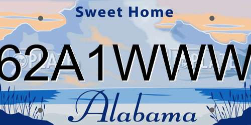 62A1WWW Alabama License Plate