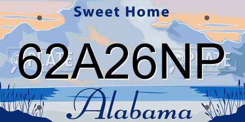 62A26NP Alabama License Plate