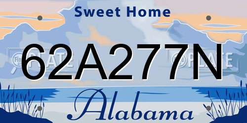 62A277N Alabama License Plate