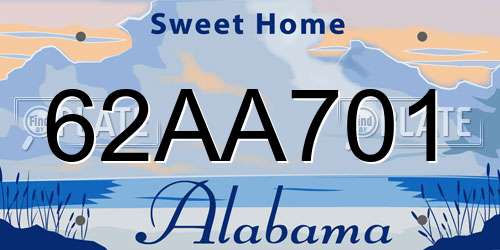 62AA701 Alabama License Plate