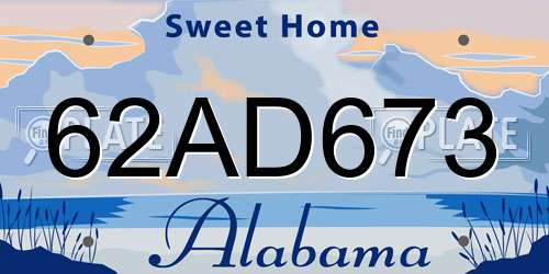 62AD673 Alabama License Plate
