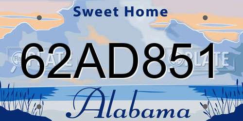 62AD851 Alabama License Plate