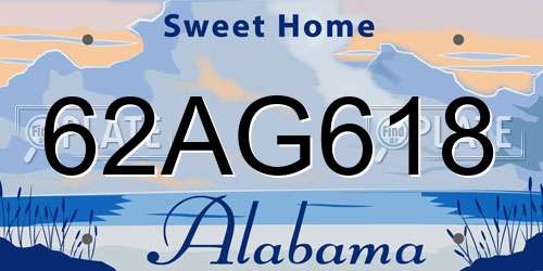 62AG618 Alabama License Plate