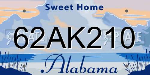 62AK210 Alabama License Plate