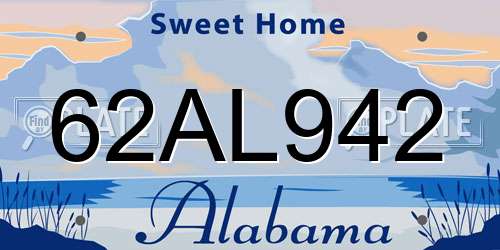 62AL942 Alabama License Plate