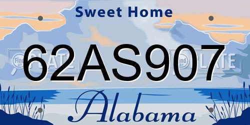 62AS907 Alabama License Plate