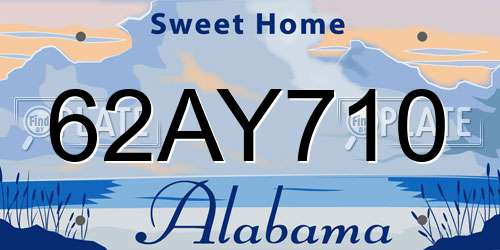 62AY710 Alabama License Plate