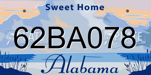 62BA078 Alabama License Plate