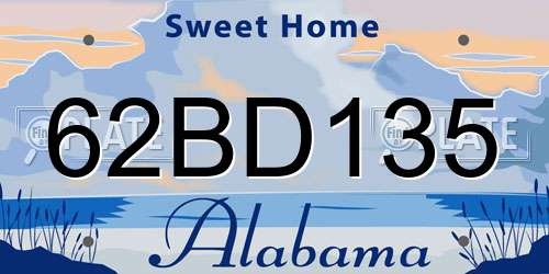 62BD135 Alabama License Plate