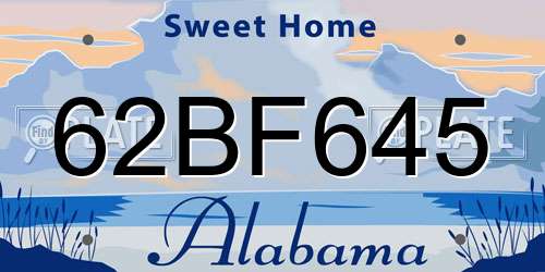 62BF645 Alabama License Plate