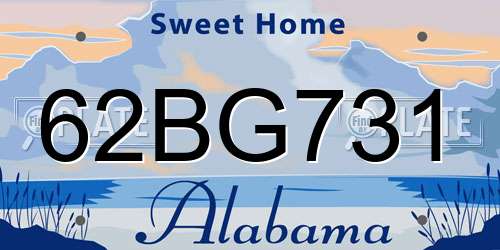 62BG731 Alabama License Plate