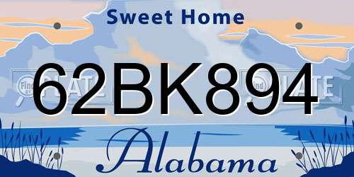62BK894 Alabama License Plate