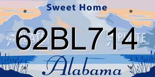 62BL714 Alabama License Plate