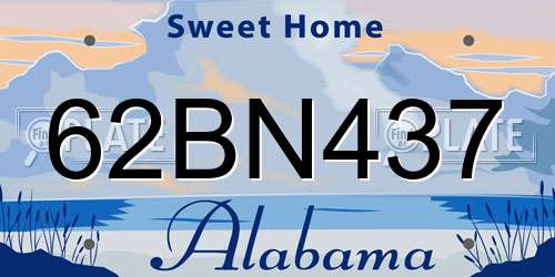 62BN437 Alabama License Plate