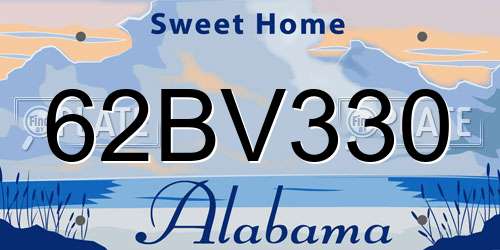 62BV330 Alabama License Plate