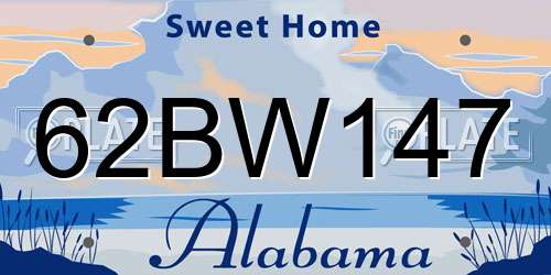 62BW147 Alabama License Plate