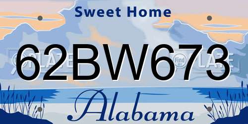 62BW673 Alabama License Plate
