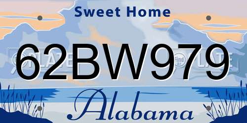 62BW979 Alabama License Plate
