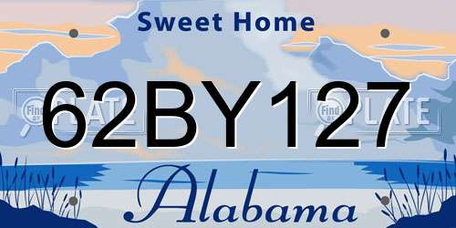 62BY127 Alabama License Plate