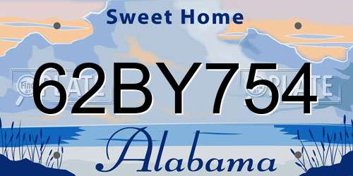 62BY754 Alabama License Plate