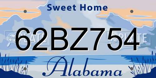 62BZ754 Alabama License Plate