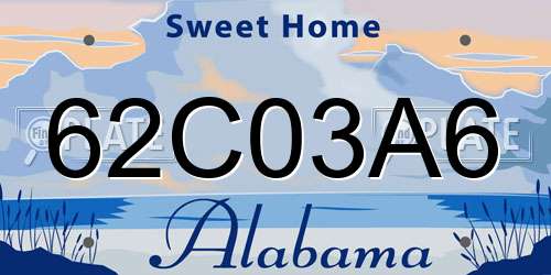 62C03A6 Alabama License Plate