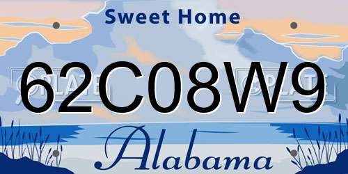 62C08W9 Alabama License Plate