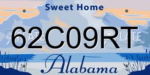 62C09RT Alabama License Plate