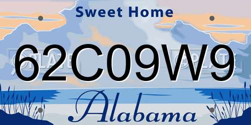 62C09W9 Alabama License Plate