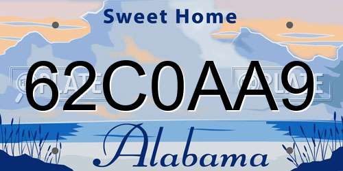 62C0AA9 Alabama License Plate