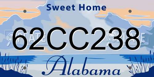 62CC238 Alabama License Plate
