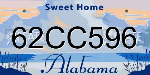 62CC596 Alabama License Plate