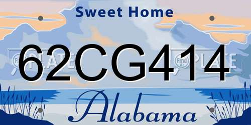 62CG414 Alabama License Plate