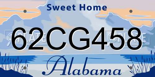 62CG458 Alabama License Plate