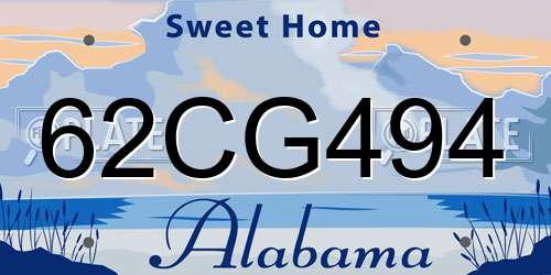 62CG494 Alabama License Plate
