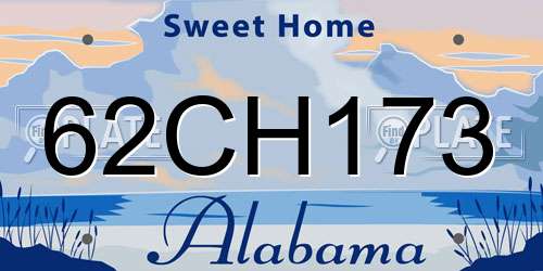 62CH173 Alabama License Plate