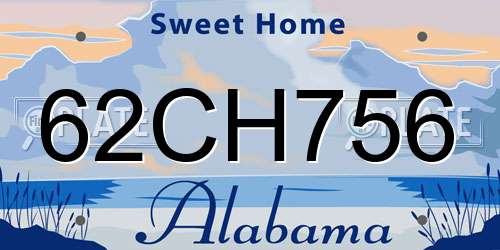 62CH756 Alabama License Plate