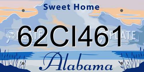 62CI461 Alabama License Plate