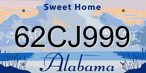 62CJ999 Alabama License Plate