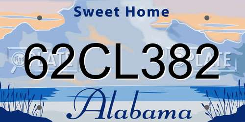 62CL382 Alabama License Plate