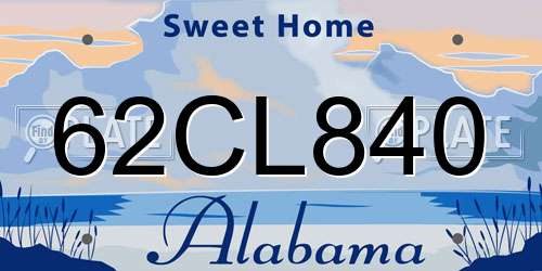 62CL840 Alabama License Plate