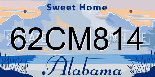 62CM814 Alabama License Plate