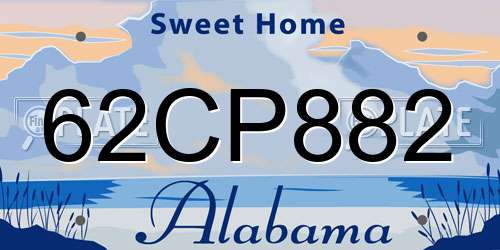 62CP882 Alabama License Plate