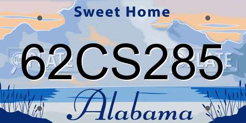 62CS285 Alabama License Plate