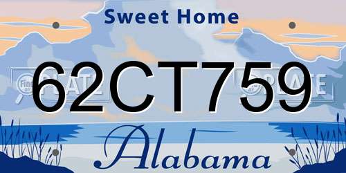 62CT759 Alabama License Plate