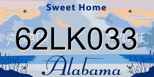 62LK033 Alabama License Plate