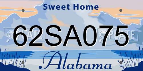 62SA075 Alabama License Plate