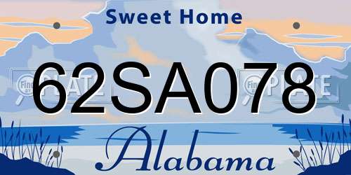 62SA078 Alabama License Plate