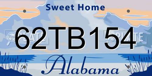 62TB154 Alabama License Plate